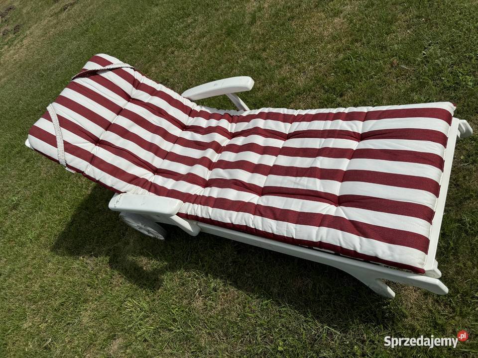 Materacyk w pasy biało bordowy na leżak długi mazowieckie Garwolin