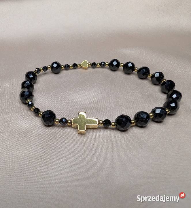 Bransoletka różaniec kamienie czarny turmalin Bydgoszcz