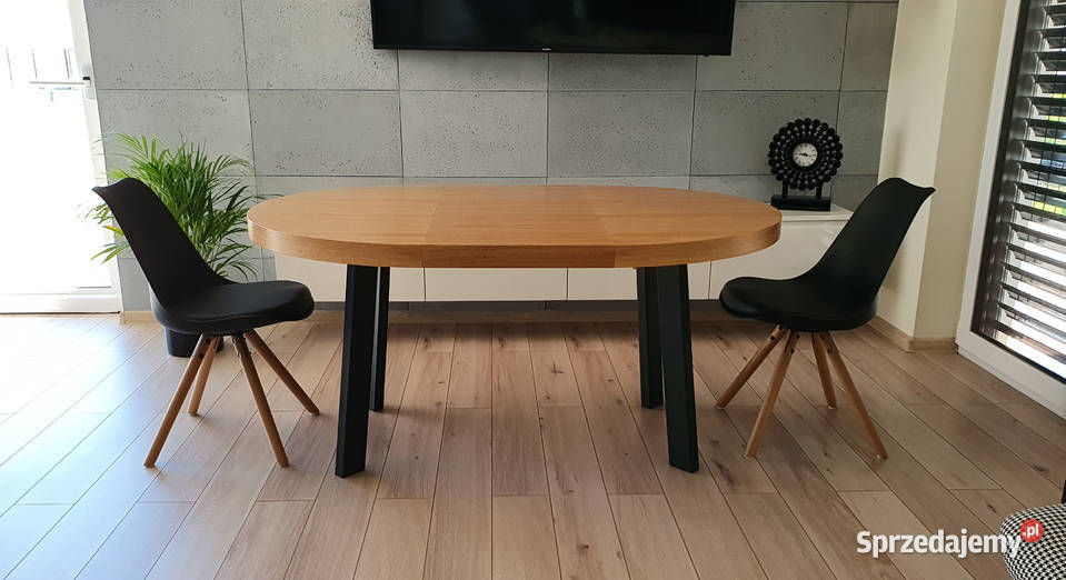 Nowoczesny stół dębowy okrągły rozkładany Loft 4 podkarpackie