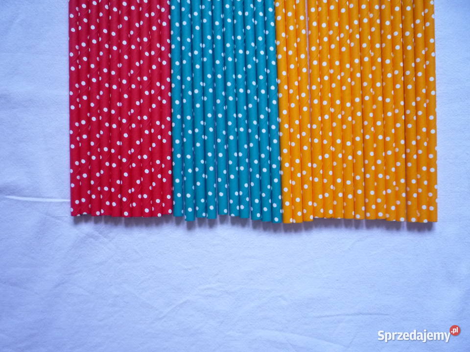 45 sztuk Słomki Papierowe Czerwone Niebieskie