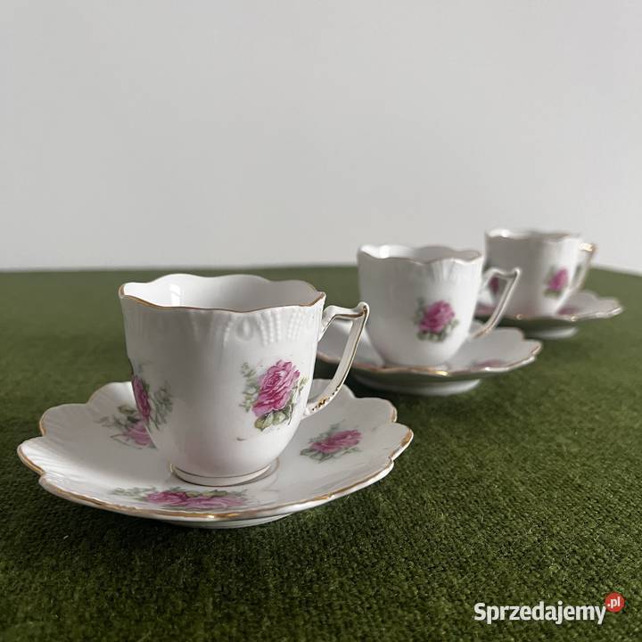 Filiżanki do espresso z różą 3 małopolskie Nowy Sącz sprzedam