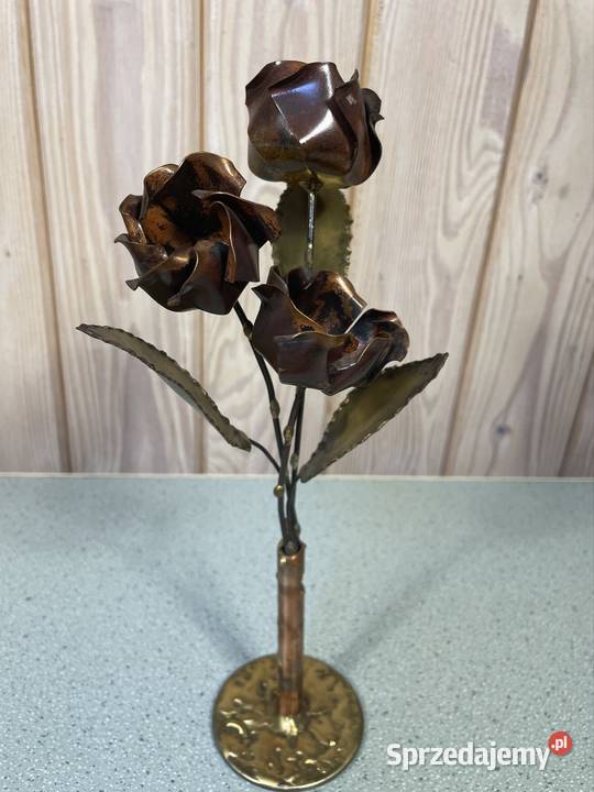 Kute róże metalowy bukiet handmade Vintage Rzeszów