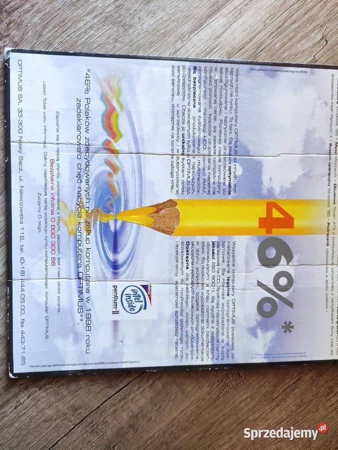 Reklama plakat komputer PC Optimus Young lata 90 podkarpackie Rzeszów