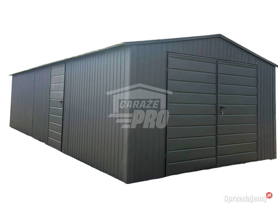 Garaz blaszany 45x8 m brama dwuskrzydłowa drzwi 257zł/m2 Miastko