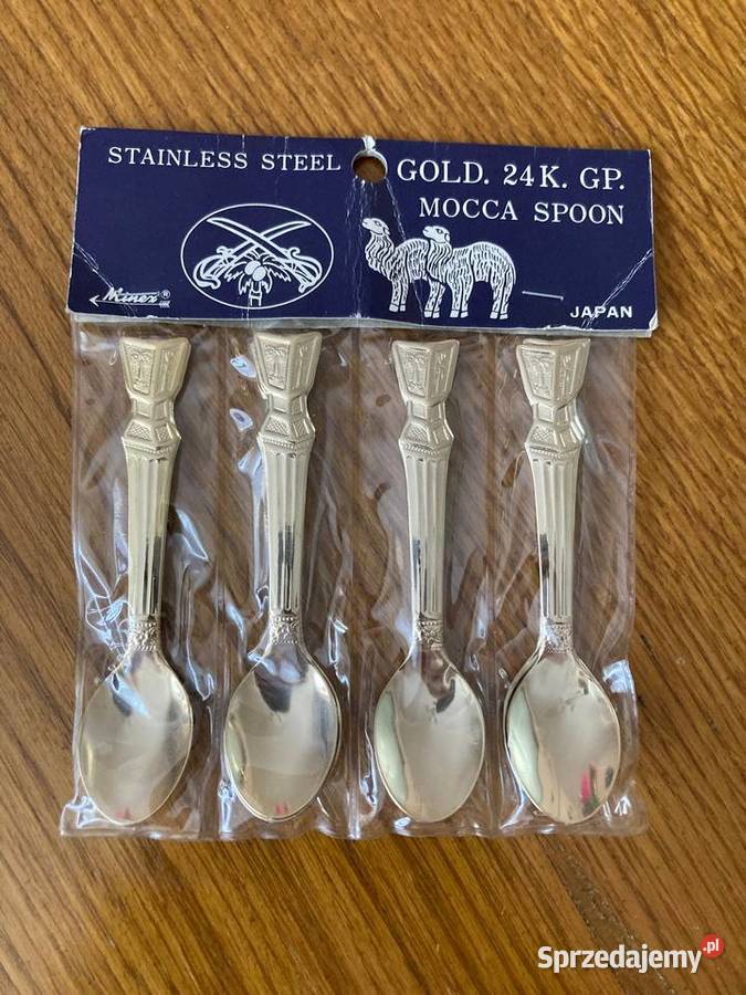 Nowe pozłacane łyżeczki Minex Japan PRL 12 24K Nisko