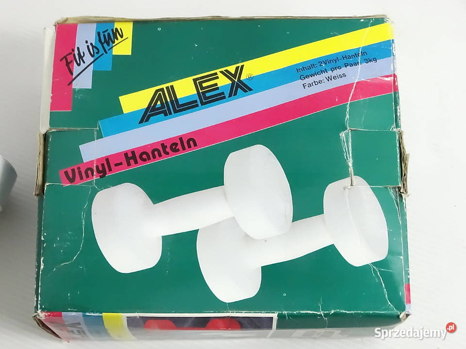 Para hantli winylowych ALEX 2x 15 3 białe retro Biłgoraj