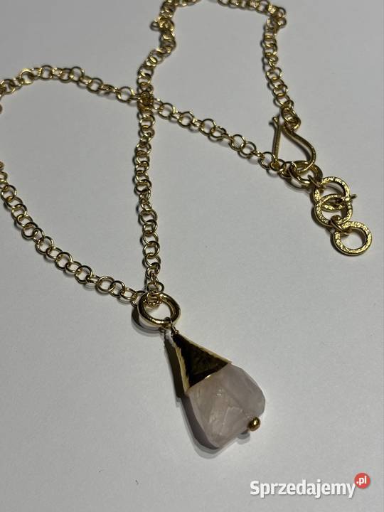 Naszyjnik kwarc różowy pozłacane