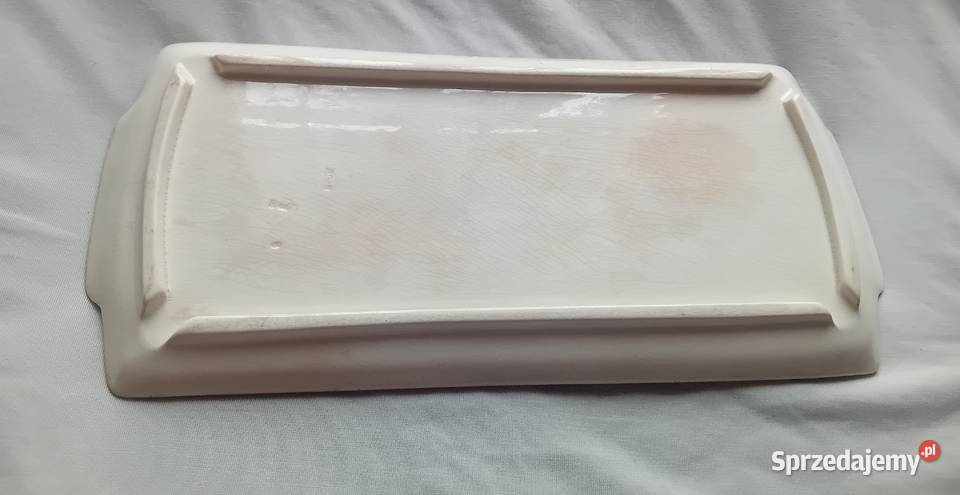 Prostokątna fajansowa taca art deco Spritzdekor