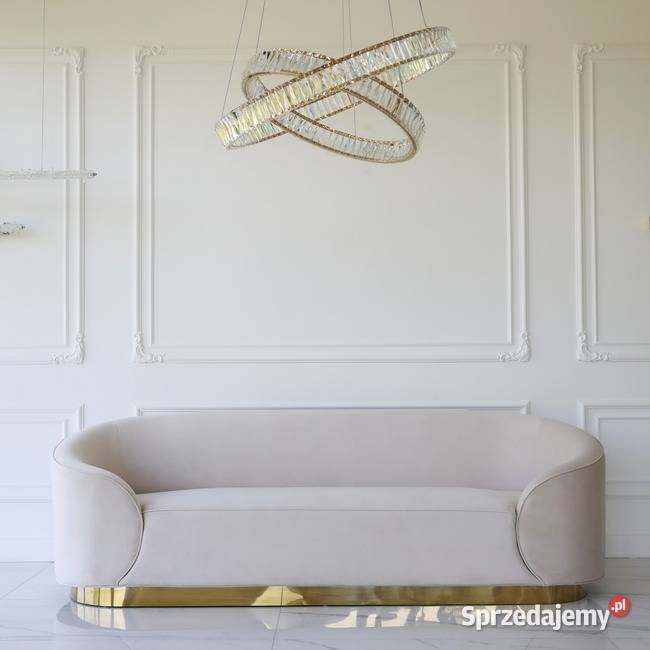 Ekskluzywna beżowa złota sofa glamour do salonu mazowieckie Warszawa sprzedam