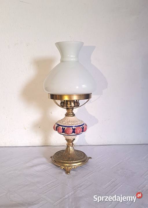 mała nocna porcelanowa lampka ze szklanym Warszawa