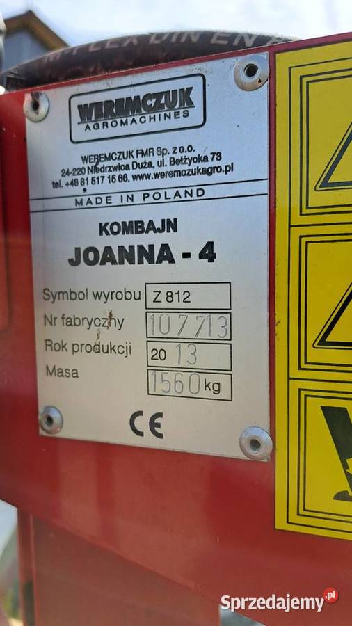 Kombajn do zbioru porzeczek JOANNA 4 Łańcut sprzedam