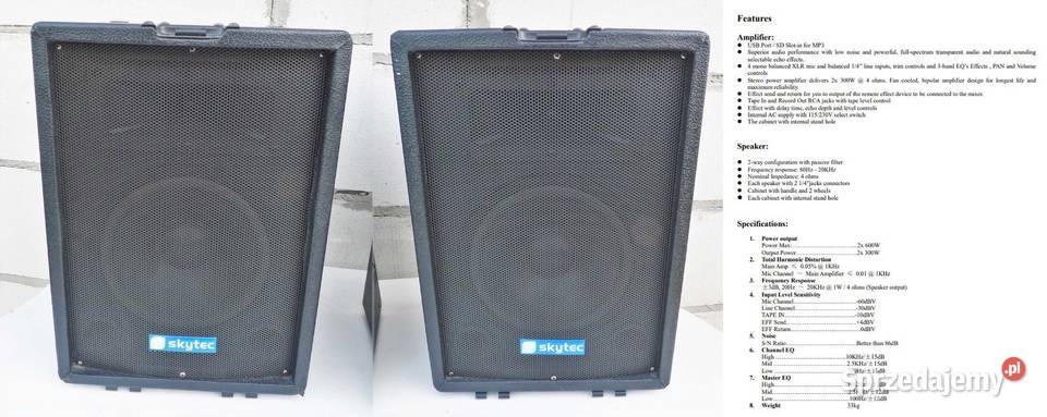 System estradowy Skaytec PA100 USB mikser 2x300W Godziesze Wielkie