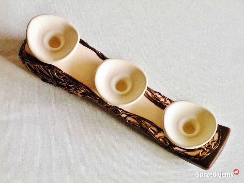 Świecznik ceramiczny wyrób współczesny ręcznie wielokolorowy Bydgoszcz