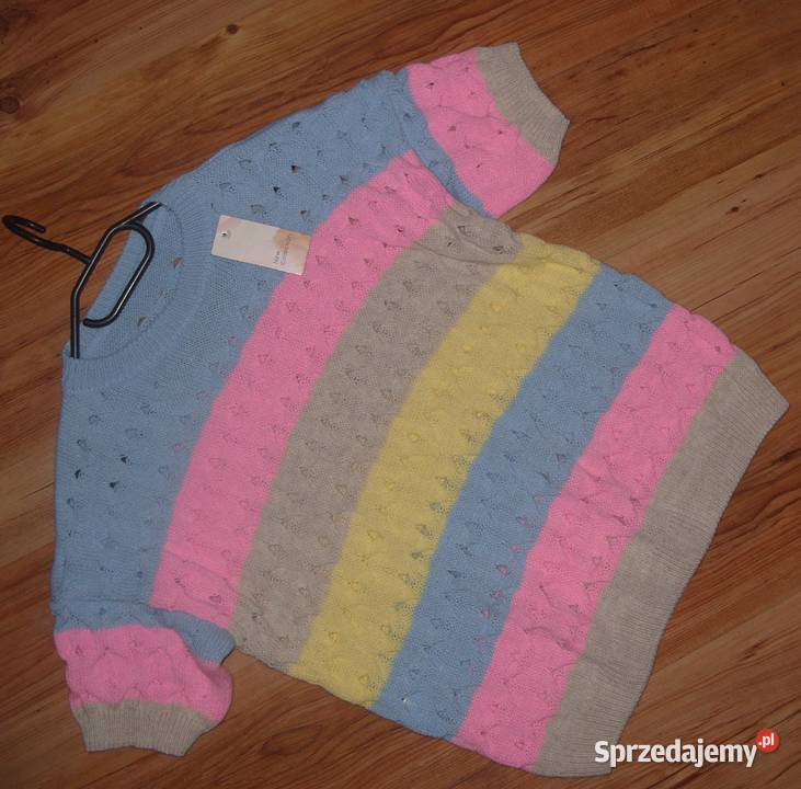 Multi kolorowy sweterek krótki rękaw ML Rawicz