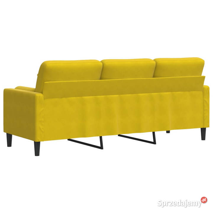 3osobowa sofa z poduszkami żółta 180 aksamit Sofy i kanapy Warszawa