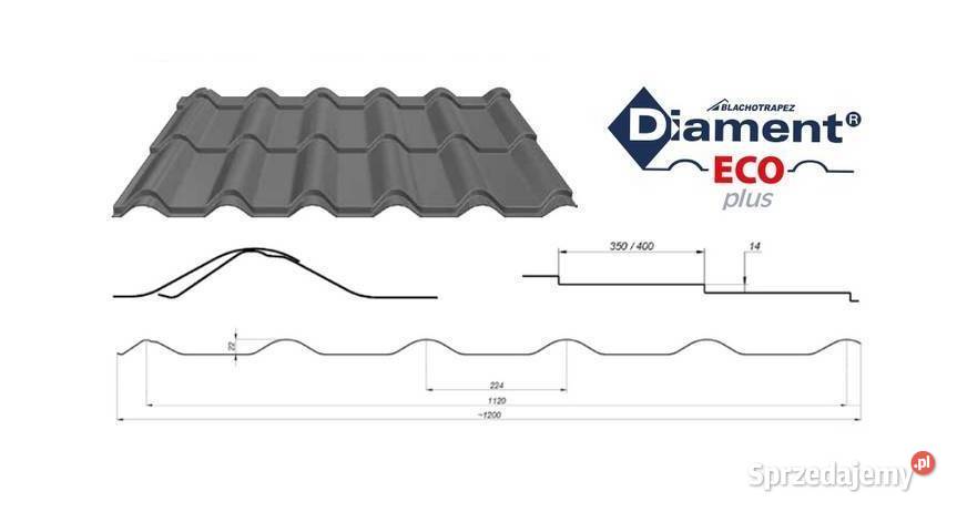 BLACHOTRAPEZ blachodachówka 2 modułowa DIAMENT Pokrycia dachowe Białystok