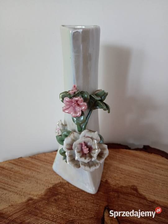 Śliczny Wazon z Różą porcelana stylowy wazonik z
