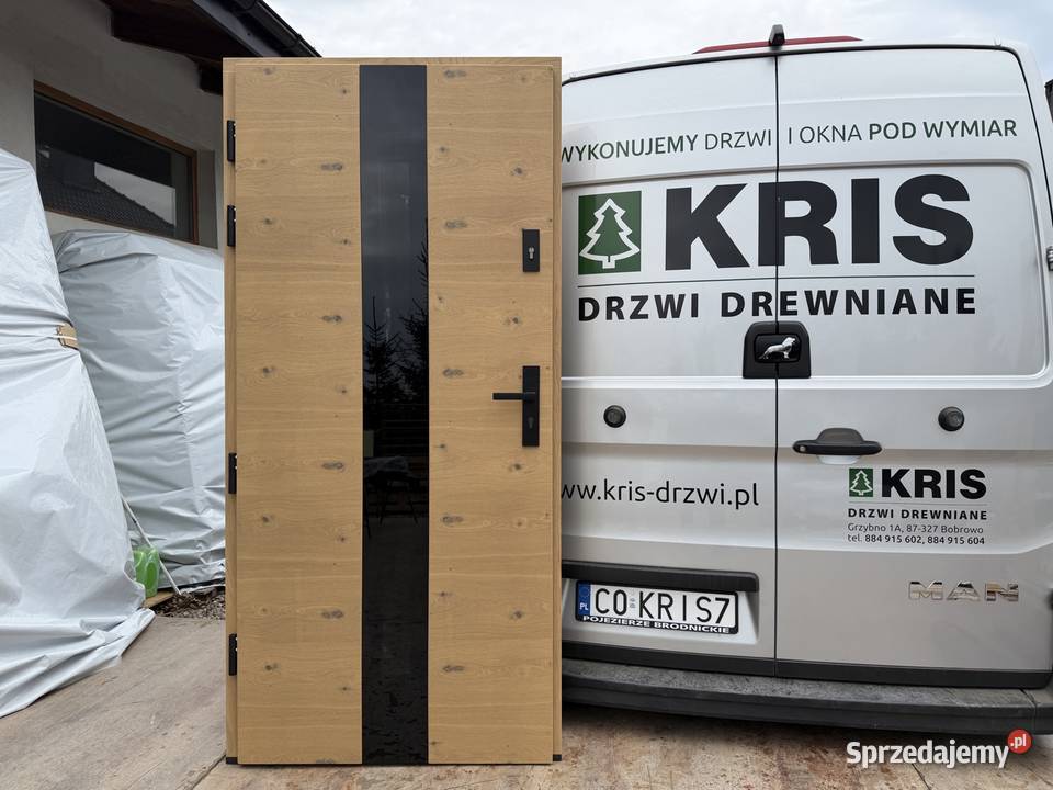 Drzwi zewnętrzne drewniane RĘKI dębowe Dostawa o Toruń