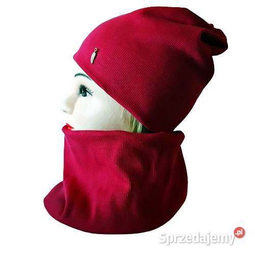 Czapka z kominem z metalową ozdobą różne kolory Uniseks Bydgoszcz sprzedam