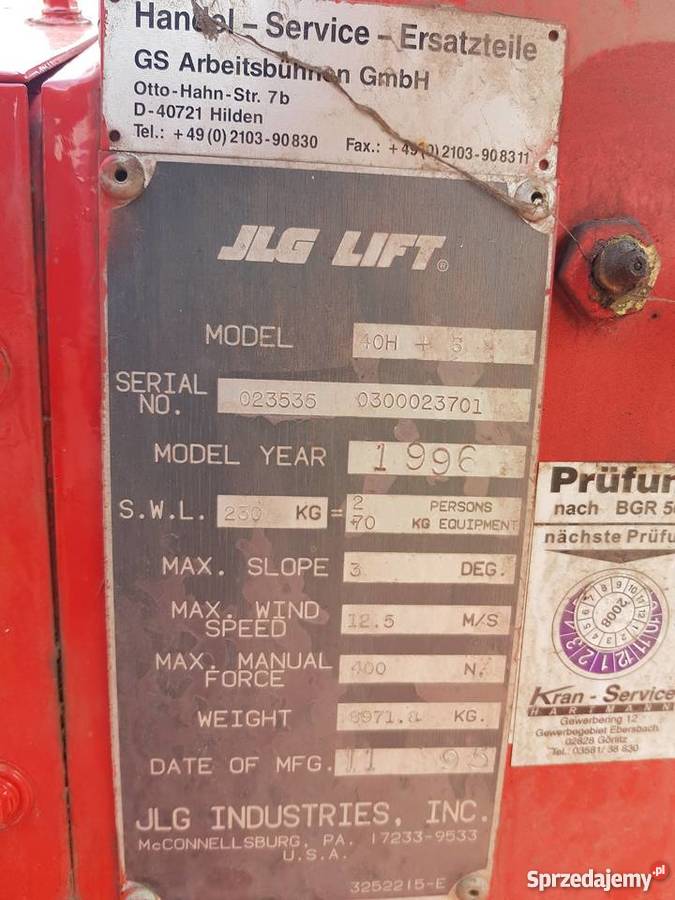 Podnośnik JLG Lift 10HS dolnośląskie Lubań