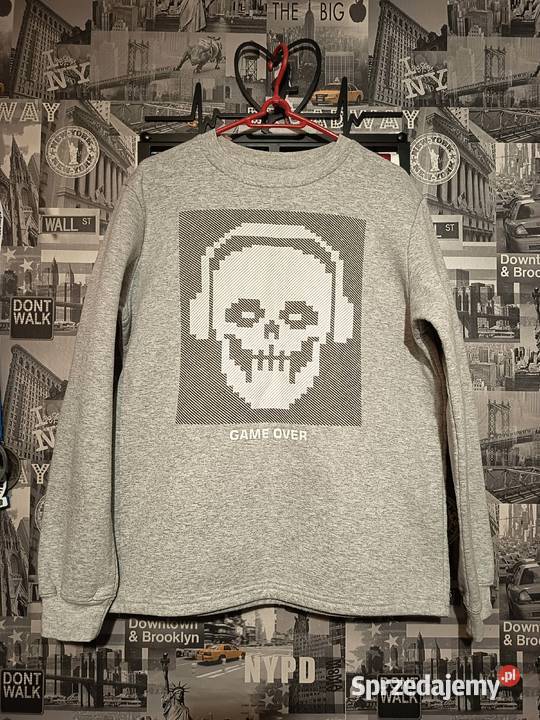 Szara Bluza Ocieplana Długi Rękaw Longsleeve Suwałki