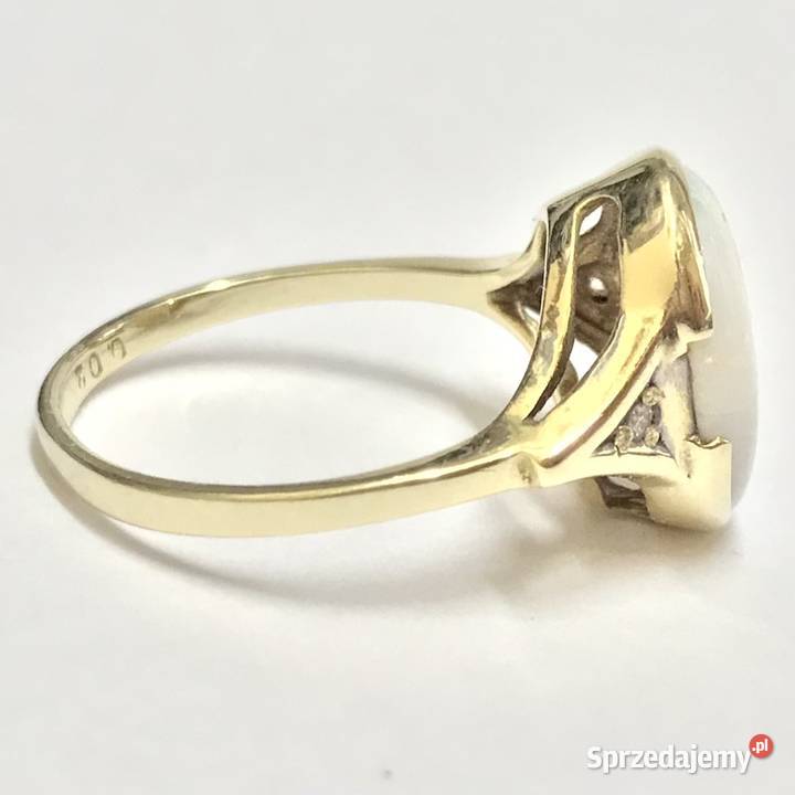 Złoty pierścionek 585 14K z opalem duży biały złoto mazowieckie Warszawa