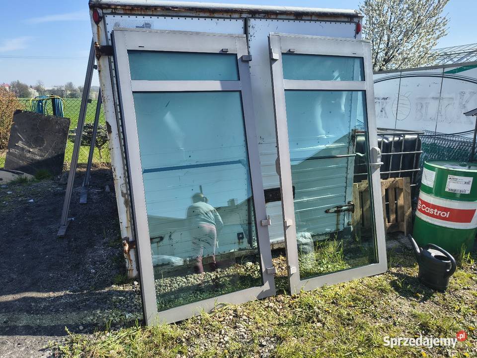 Drzwi szklane z fortuna podwujne aluminiowe Kęty