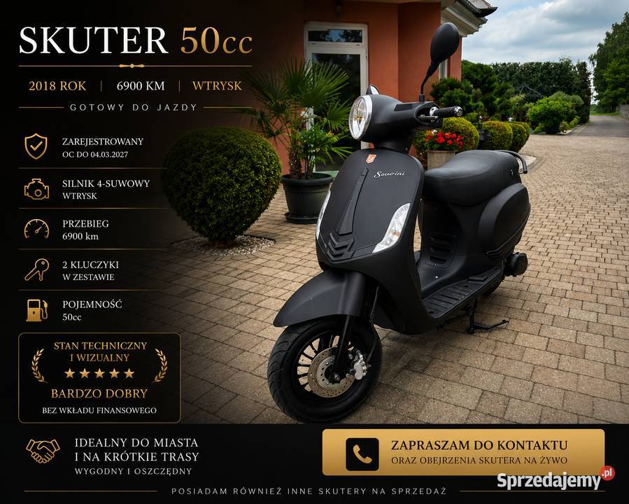 Skuter 50cc 2018r Wtrysk 6900 4T stan Radomsko