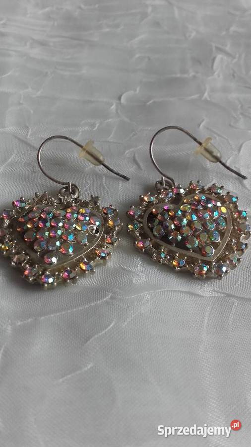 SREBRZONE SERDUSZKA Z FALSETOWANYMI CYRKONIAMI posrebrzane Piła