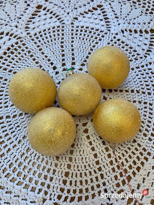 Złote żółte szklane bombki choinkowe ice święta żółty podkarpackie Nisko