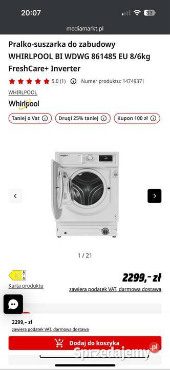 Pralkosuszarka whirpool do zabudowy lubelskie Krasnystaw