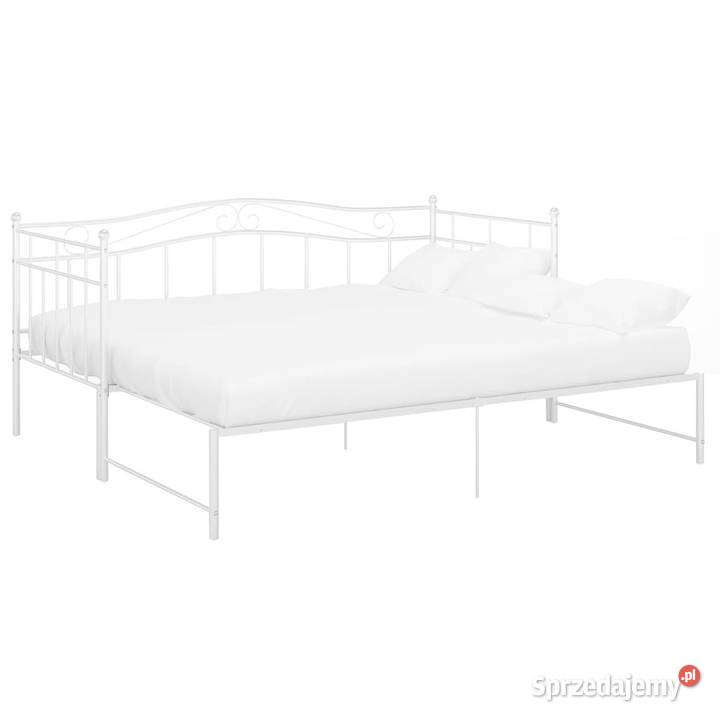 Sofa z wysuwaną ramą łóżka biała metalowa 90x200 Łóżka