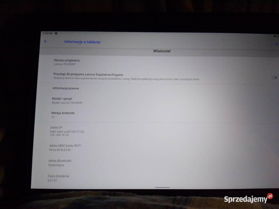 Tablet Lenovo TBX505F Ostrów Wielkopolski sprzedam