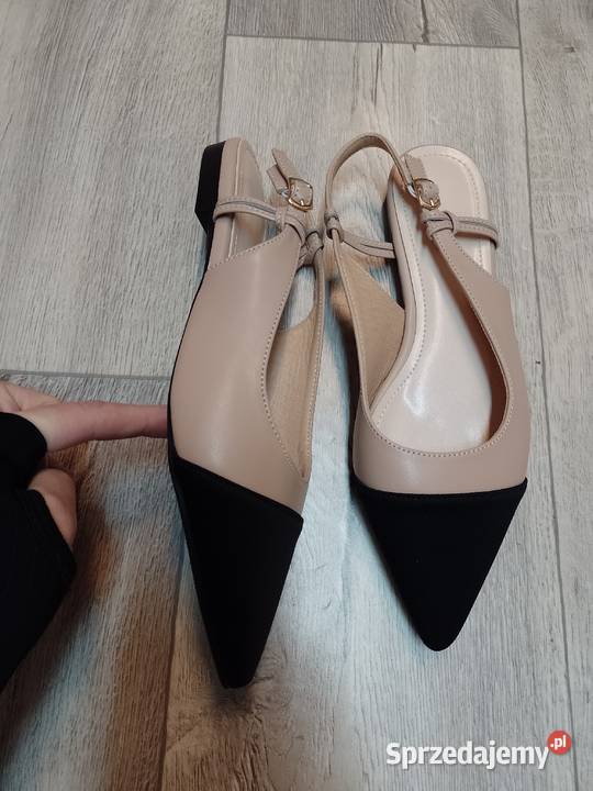 40 Beżowo czarne baleriny wieczorowe z odkrytą małopolskie Kraków