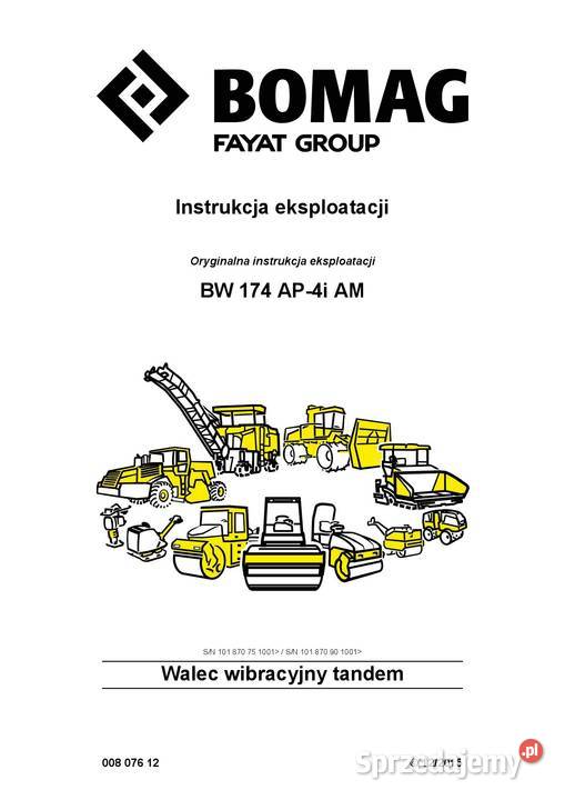 BOMAG BW174AP4i AM walec wibracyjny tandem DTR