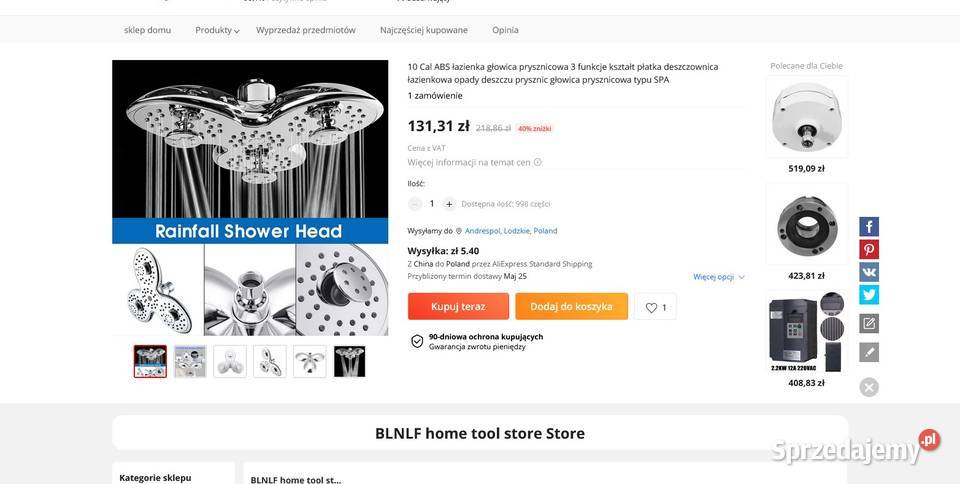 Głowica prysznicowa kształt płatka wysyłka Wiśniowa Góra