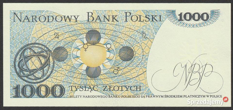 Polska 1000 złotych 1982 GN stan bankowy UNC Łódź