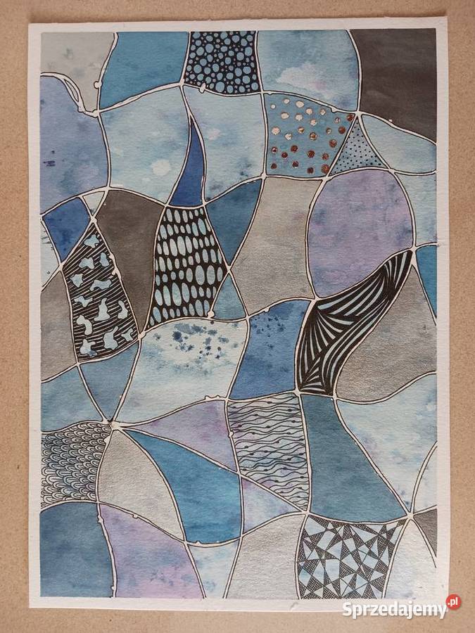 Akwarelka Obraz Niebieska Abstrakcja A4 Szczytno sprzedam
