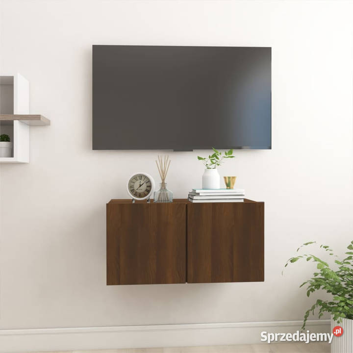 Wisząca szafka pod TV brązowy dąb 60x30x30 RTV Warszawa