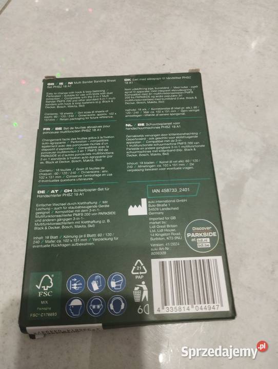 Parkside papier ścierny do drewna 102x151 Nowy Warlubie sprzedam