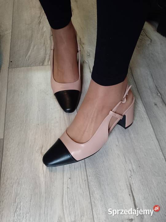 40 Beżowo czarne czółenka wieczorowe z odkrytą inna małopolskie Kraków