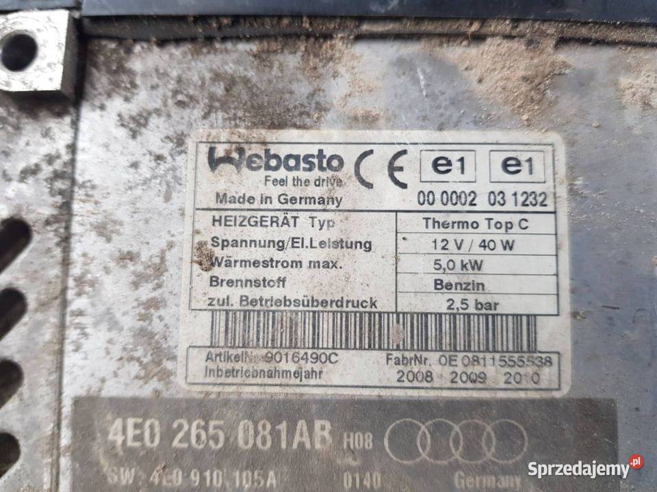 WEBASTO 4E0265081AB AUDI A8 D3 LIFT Lipno sprzedam