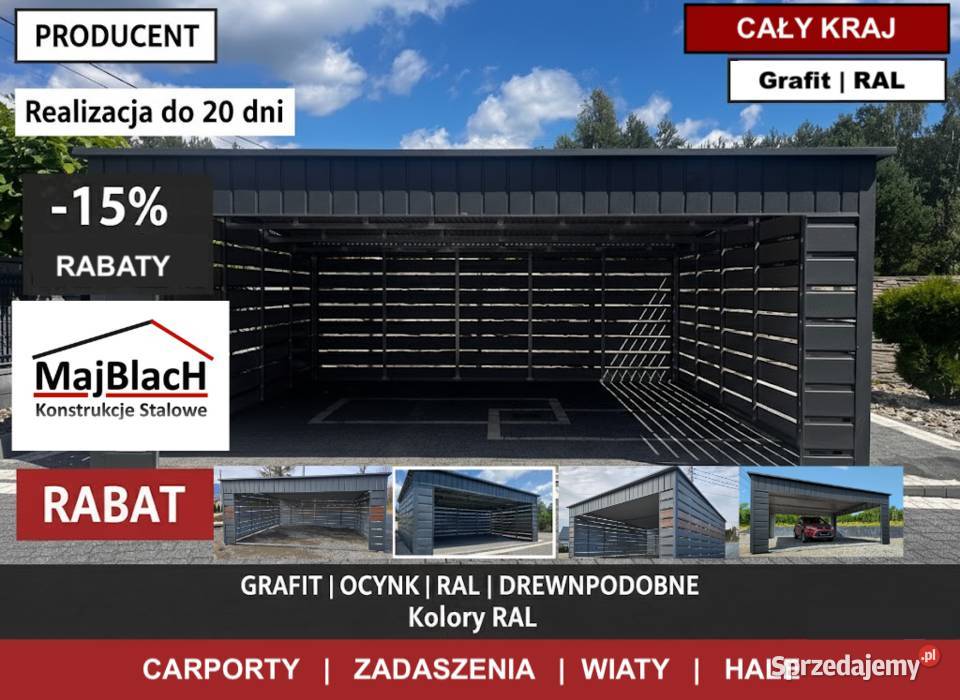 Producent Samochodowy CARPORT Zadaszenie na blacha Warszawa