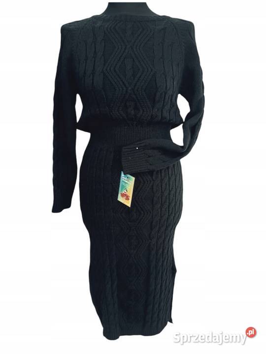 Sukienka wełniana pleciona ciepła swetrowa modna Wieluń