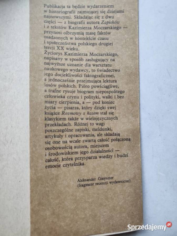 Zapiski Kazimierz Moczarski Kultura i Rozrywka sprzedam
