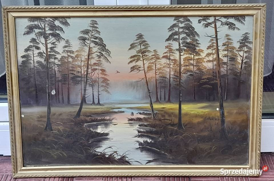 rozlewiskiem olej na desce złota rama Iłża