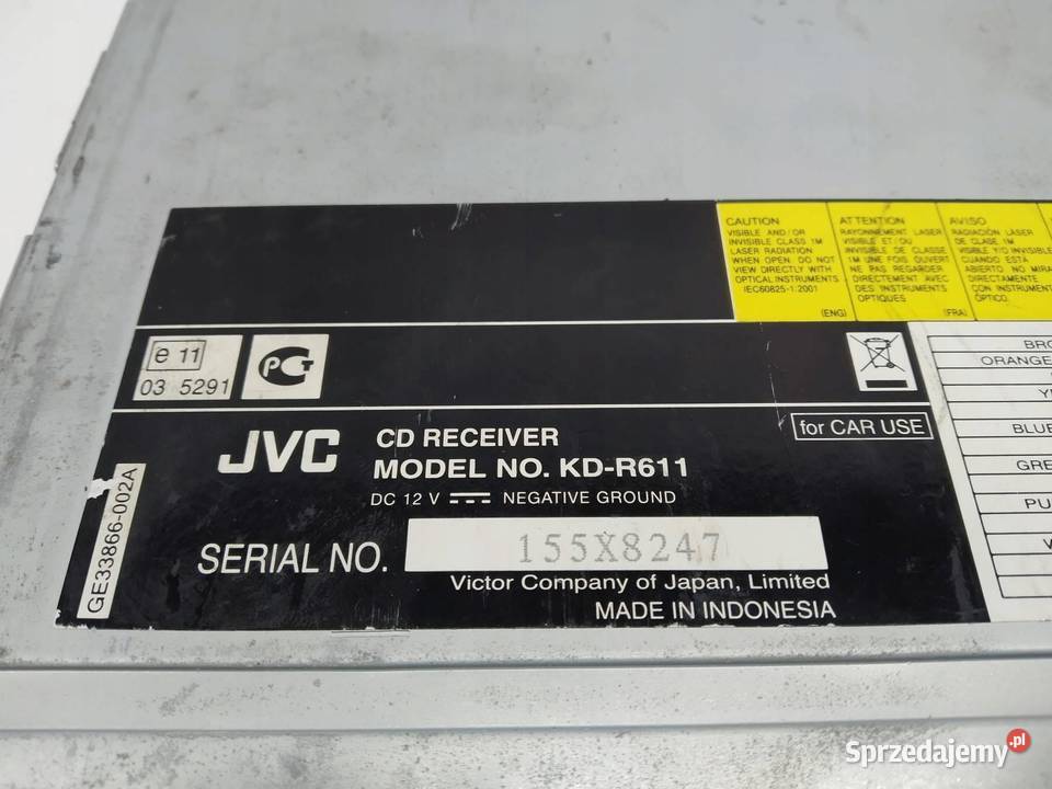 RADIO JVC KDR611 Peugeot 206 cc I 20002008