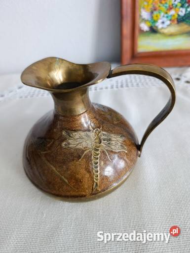Vintage mosiężny dzbanek wazon warmińsko-mazurskie Olsztyn