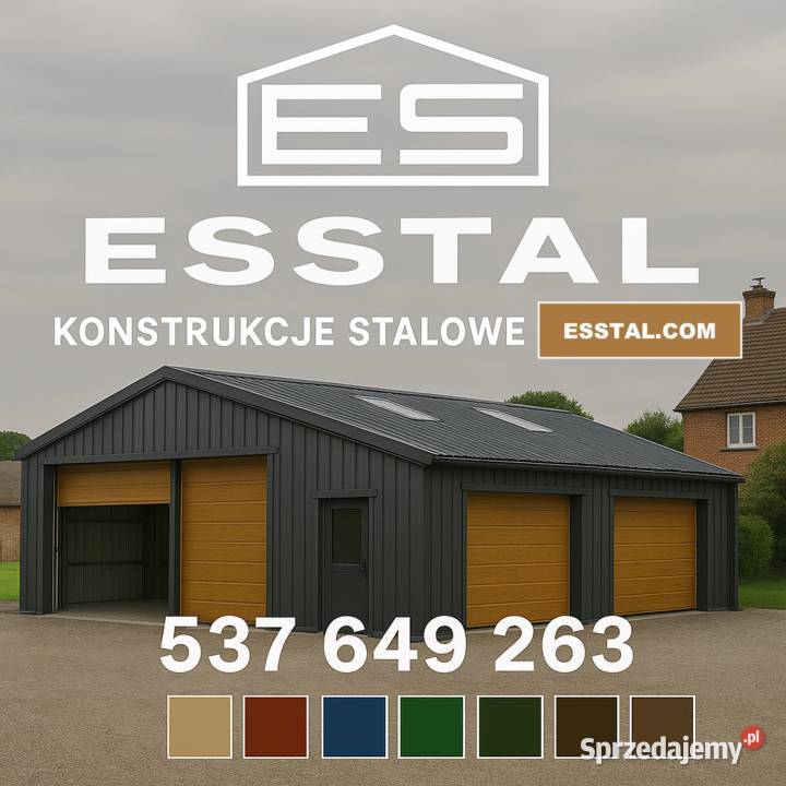 Garaż Blaszany kolory RAL Blaszak Magazyn Hala Sprzedaż pomorskie Kartuzy
