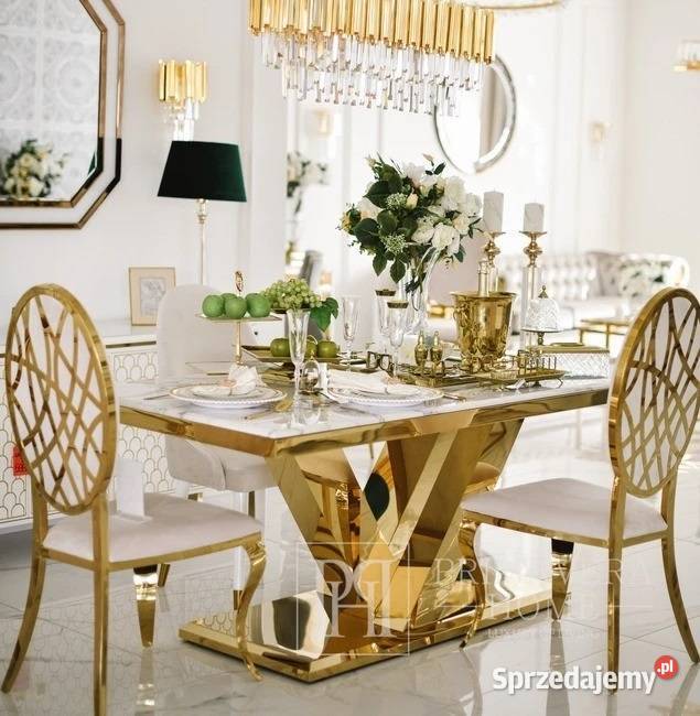 Ekskluzywny stół glamour złoty z białym mazowieckie Warszawa